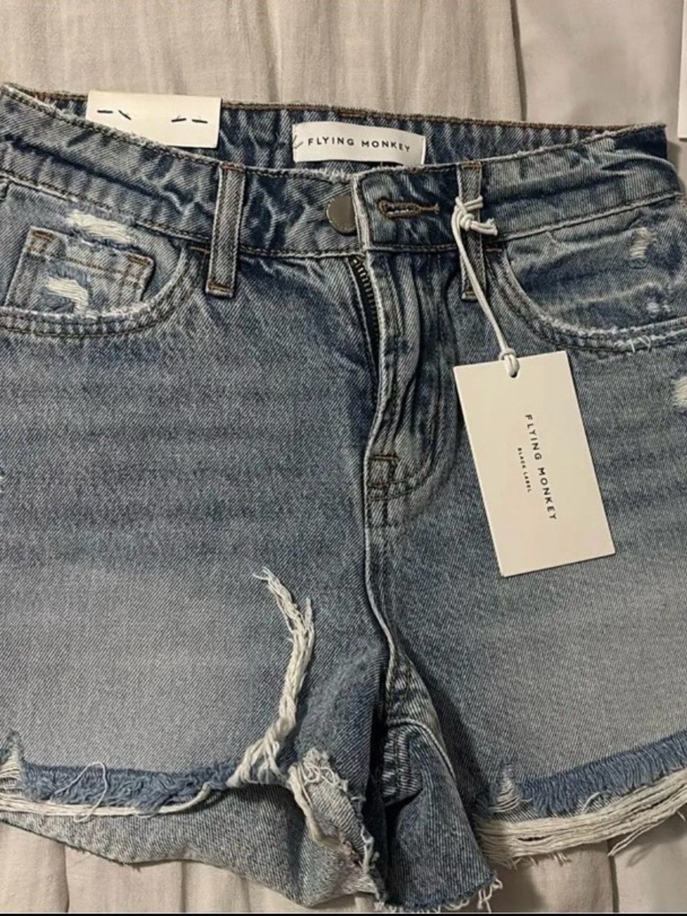 Flying Monkey Light Blue Distressed Denim Cutoff Shorts